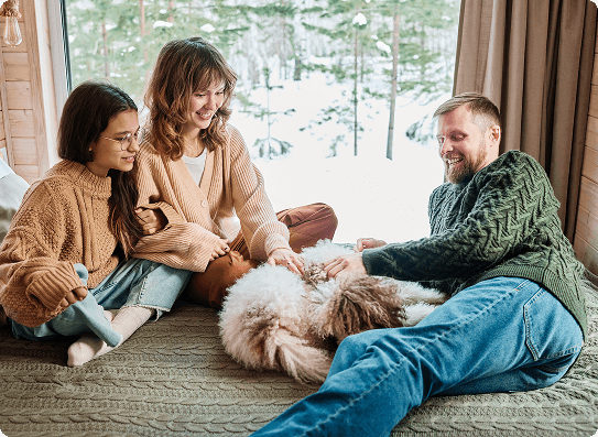 People with white dog